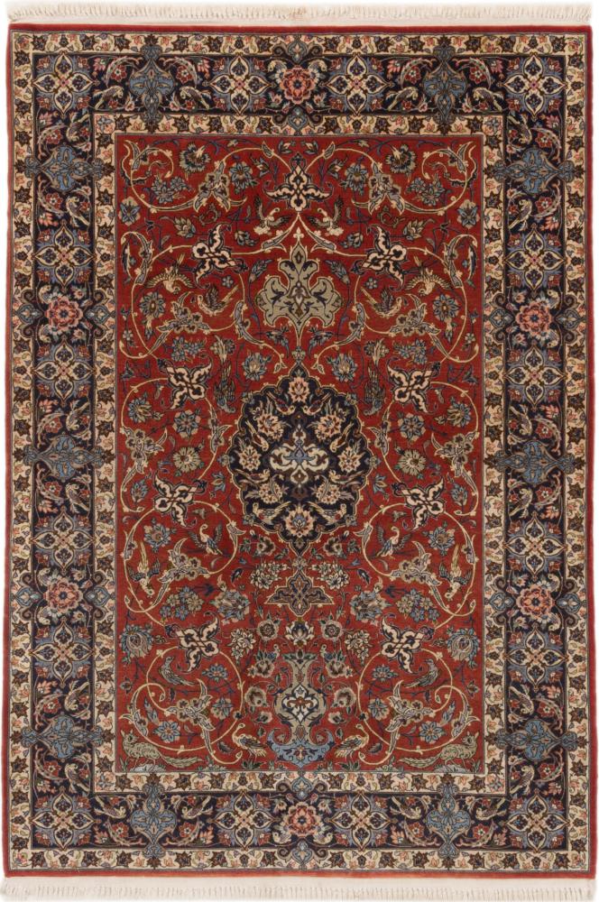 Persian Rug Isfahan Silk Warp 5'5"x3'10" 5'5"x3'10", Persian Rug Knotted by hand
