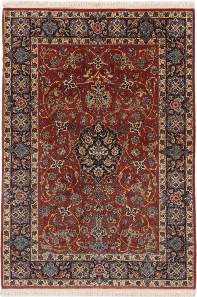 Tapis persan Ispahan Chaîne de Soie 5'5"x3'10" 5'5"x3'10", Tapis persan Noué à la main