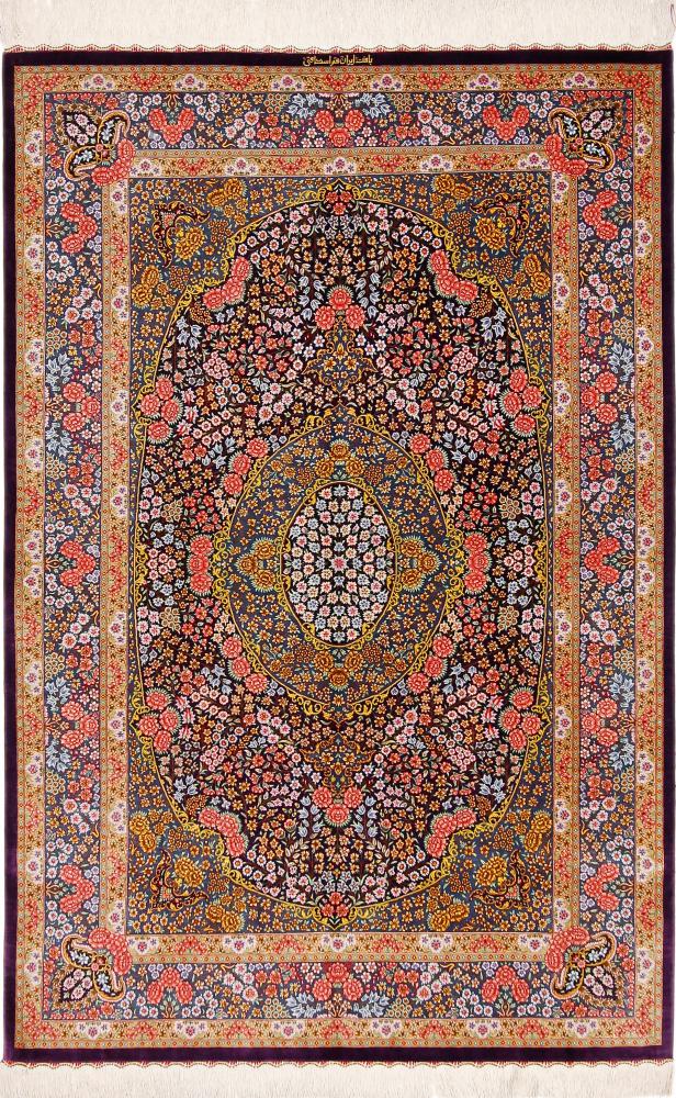 Perzsa szőnyeg Ghom Selyem Eshaghi 199x133 199x133, Perzsa szőnyeg Kézzel csomózva