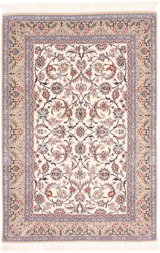 Persian Rug Isfahan Silk Warp 5'2"x3'7" 5'2"x3'7", Persian Rug Knotted by hand