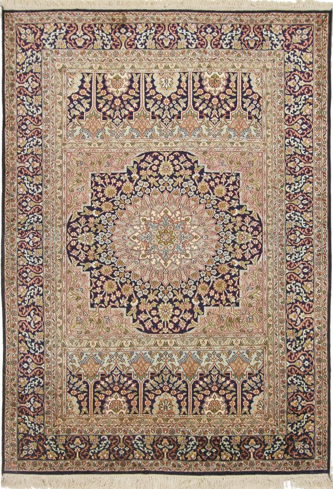 インド シルク カシミール絨毯 手織り オールド 79×122cm - ラグ