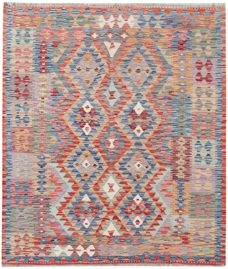 Afghan rug Kilim Afghan 6'0"x5'2" 6'0"x5'2", Persian Rug Woven by hand