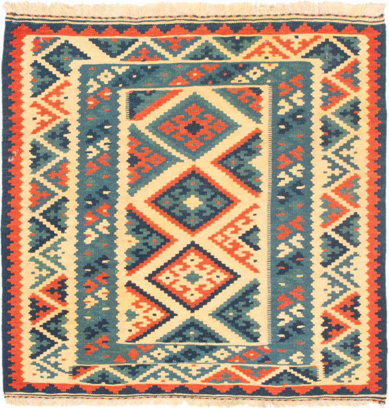 ペルシャ絨毯 キリム Fars 3'4"x3'3" 3'4"x3'3",  ペルシャ絨毯 手織り