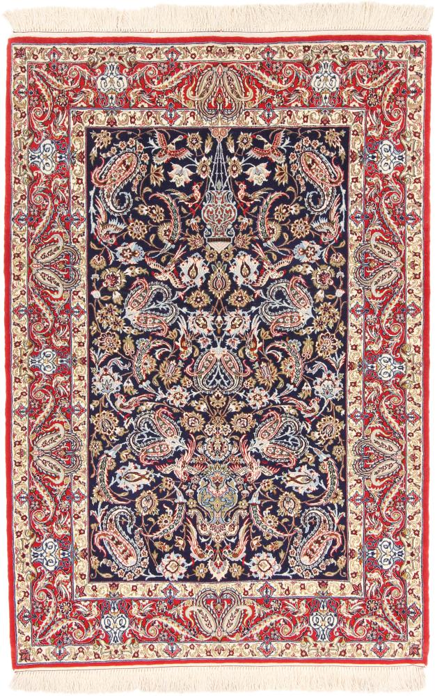 Persian Rug Isfahan Silk Warp 5'5"x3'7" 5'5"x3'7", Persian Rug Knotted by hand