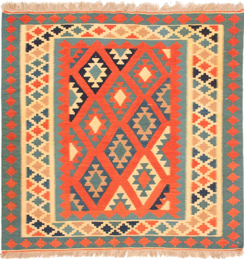 Persian Rug Kilim Fars 3'4"x3'4" 3'4"x3'4", Persian Rug Woven by hand