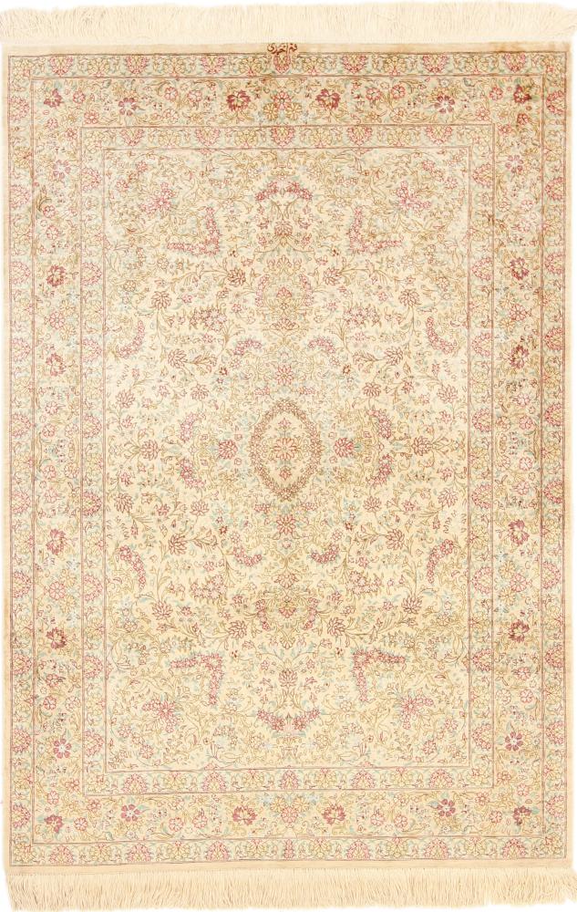 Perzisch tapijt Qum Zijde 138x95 138x95, Perzisch tapijt Handgeknoopte