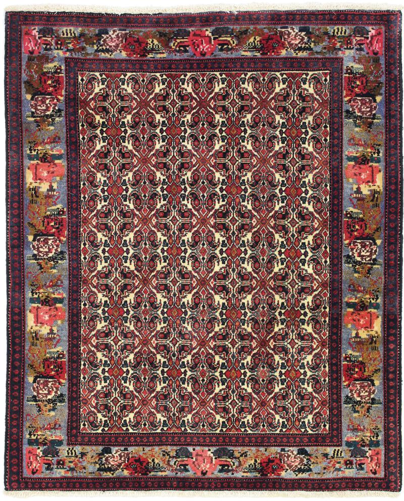  ペルシャ絨毯 センネ 4'11"x4'2" 4'11"x4'2",  ペルシャ絨毯 手織り