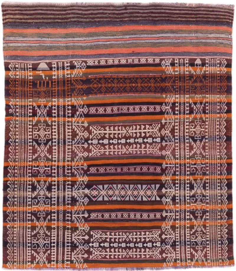 Alfombra afgana Kilim Afghan 5'1"x4'5" 5'1"x4'5", Alfombra persa Tejido a mano