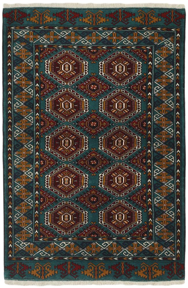 Persian Rug Turkaman 5'1"x3'5" 5'1"x3'5", Persian Rug Knotted by hand