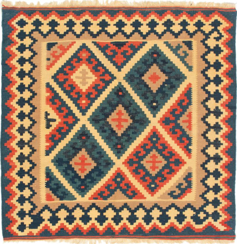Persian Rug Kilim Fars 3'2"x3'2" 3'2"x3'2", Persian Rug Woven by hand