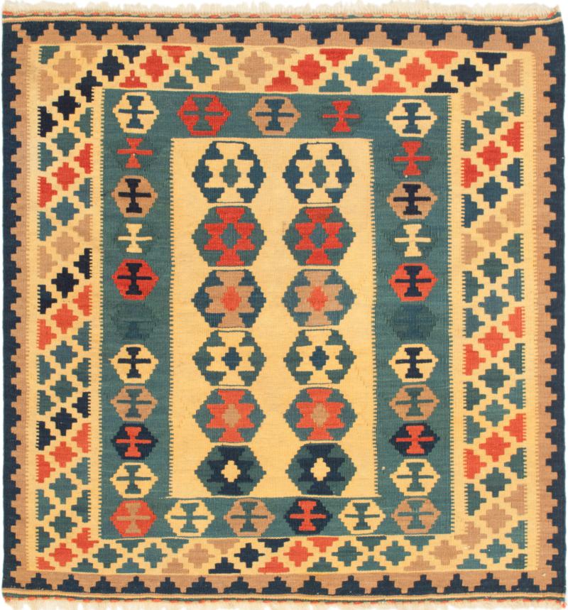 Persian Rug Kilim Fars 3'4"x3'1" 3'4"x3'1", Persian Rug Woven by hand