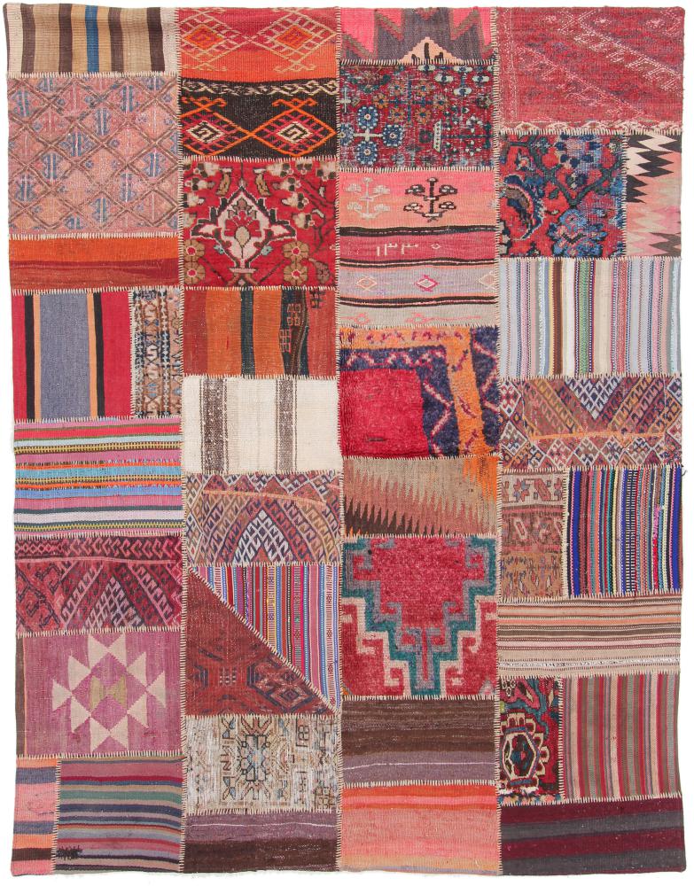 Persian Rug Kilim Patchwork 7'4"x5'9" 7'4"x5'9", Persian Rug Woven by hand