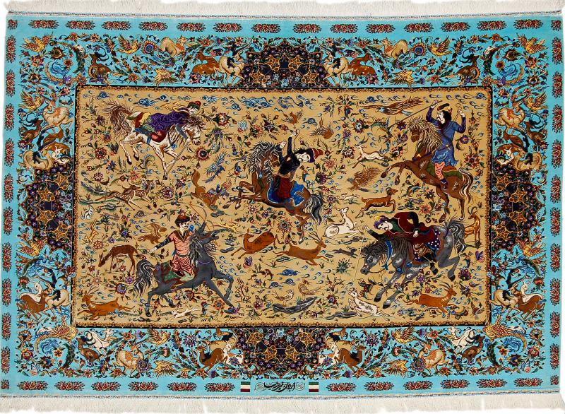 Persialainen matto Ghom Silkki Parnian 198x130 198x130, Persialainen matto Solmittu käsin