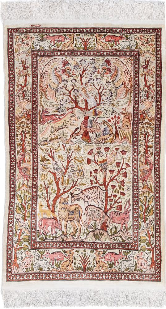  Hereke Silk 107x67 107x67, Persian Rug Knotted by hand