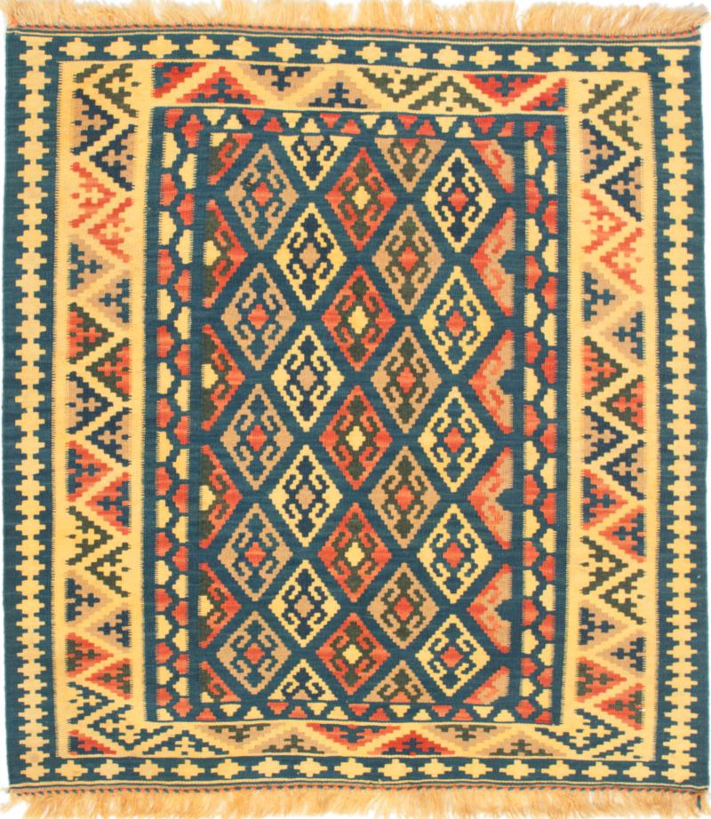  ペルシャ絨毯 キリム Fars 3'7"x3'4" 3'7"x3'4",  ペルシャ絨毯 手織り