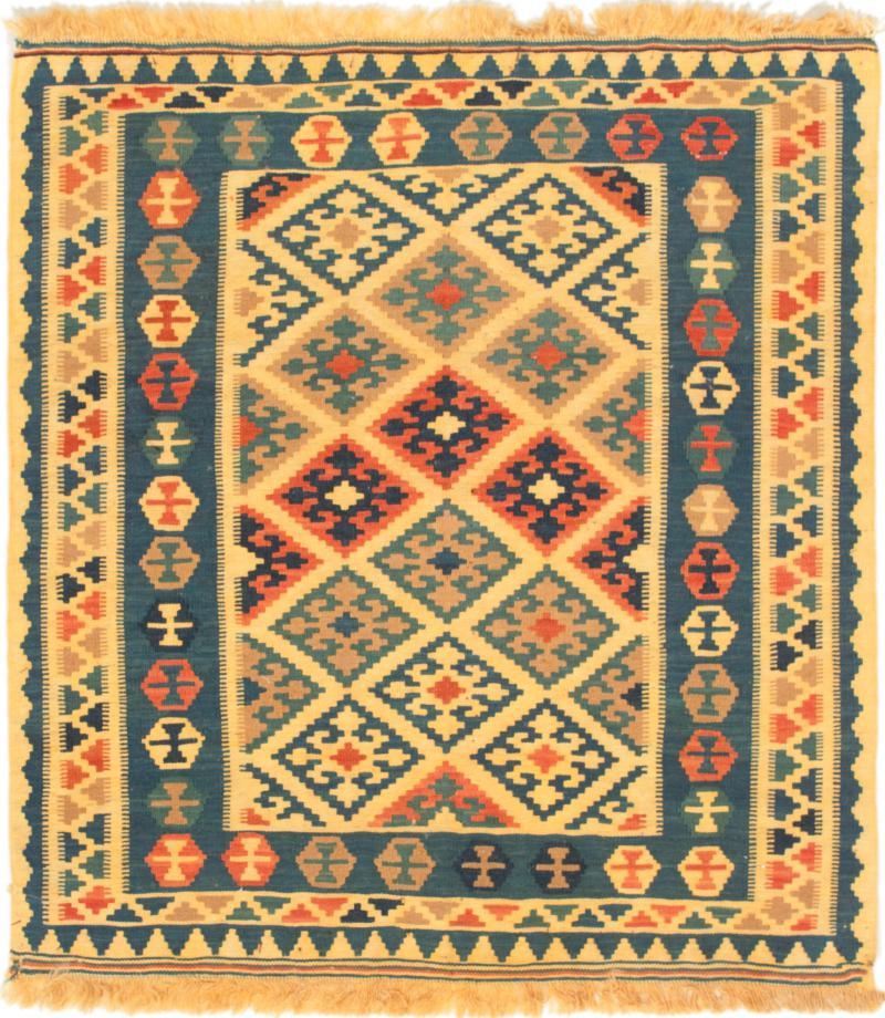 Persian Rug Kilim Fars 3'4"x3'1" 3'4"x3'1", Persian Rug Woven by hand