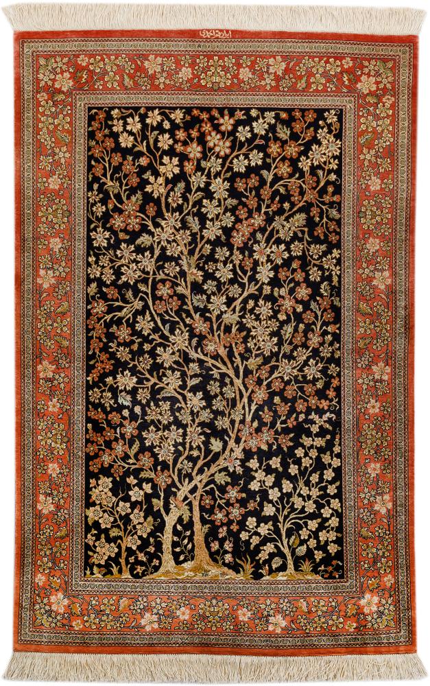 Perzisch tapijt Qum Zijde 4'10"x3'1" 4'10"x3'1", Perzisch tapijt Handgeknoopte