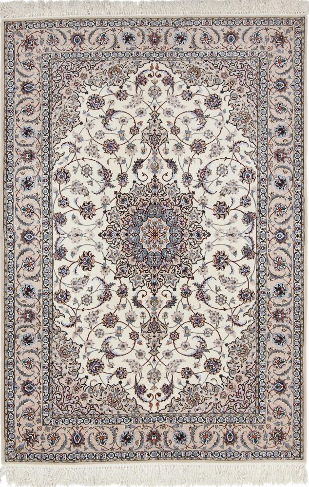 Persian Rug Isfahan Silk Warp 7'5"x4'10" 7'5"x4'10", Persian Rug Knotted by hand