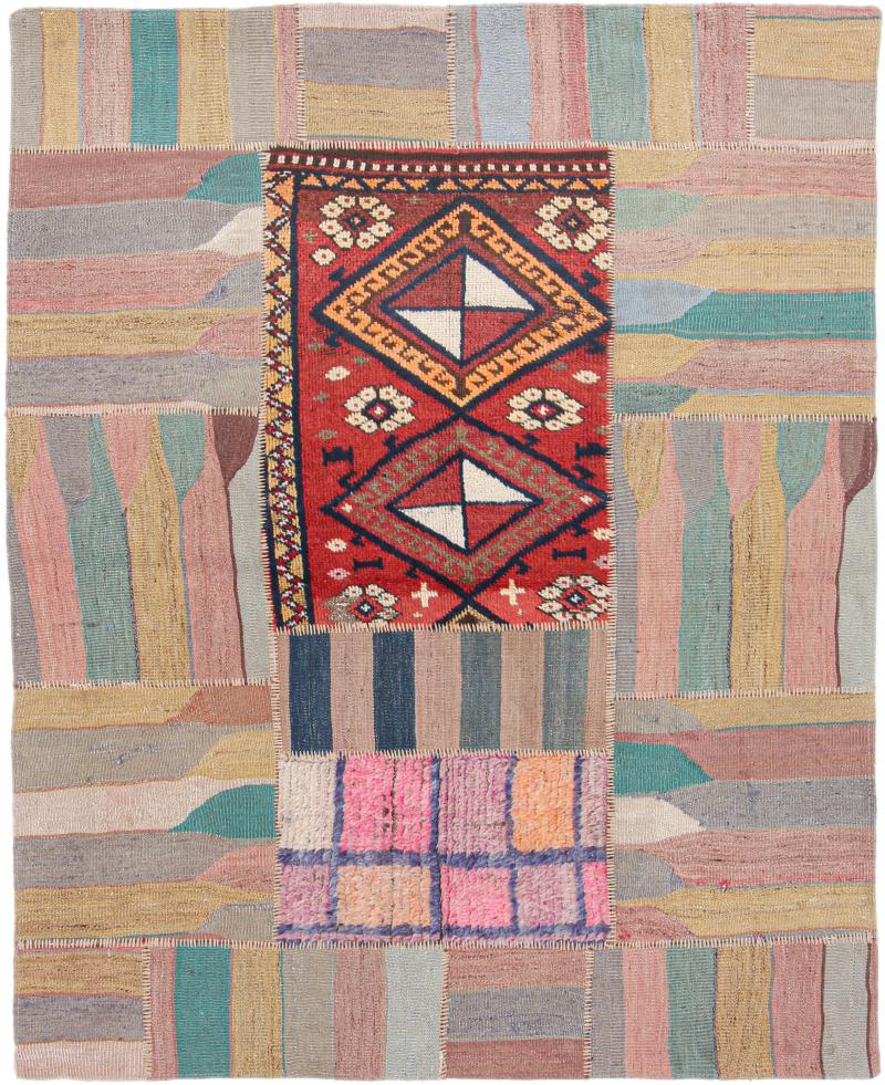 Persian Rug Kilim Patchwork 6'0"x4'10" 6'0"x4'10", Persian Rug Woven by hand