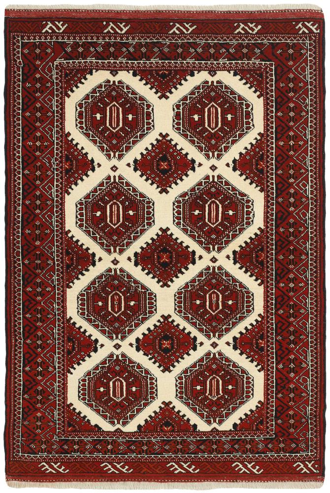  ペルシャ絨毯 トルクメン 4'11"x3'6" 4'11"x3'6",  ペルシャ絨毯 手織り