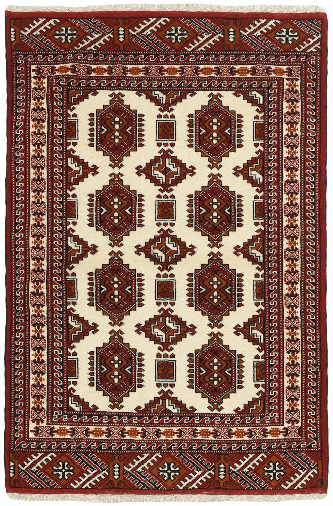 Persian Rug Turkaman 5'2"x3'5" 5'2"x3'5", Persian Rug Knotted by hand