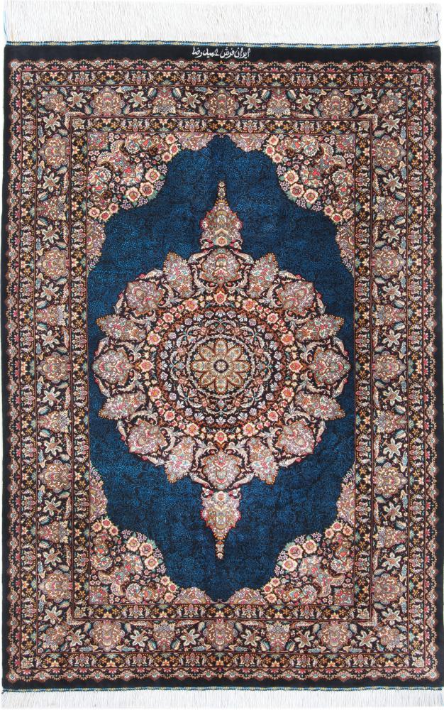Perzisch tapijt Qum Zijde Signed 147x100 147x100, Perzisch tapijt Handgeknoopte
