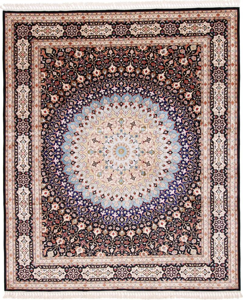 Indiaas tapijt Indo Tabriz 9'7"x8'2" 9'7"x8'2", Perzisch tapijt Handgeknoopte