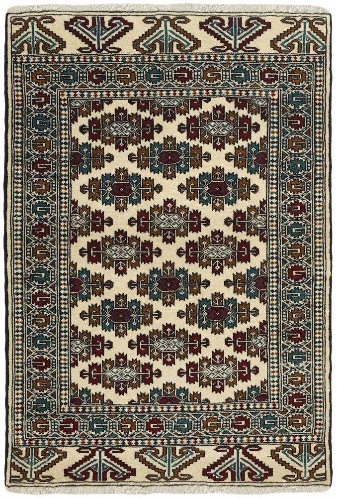 Persian Rug Turkaman 4'11"x3'5" 4'11"x3'5", Persian Rug Knotted by hand