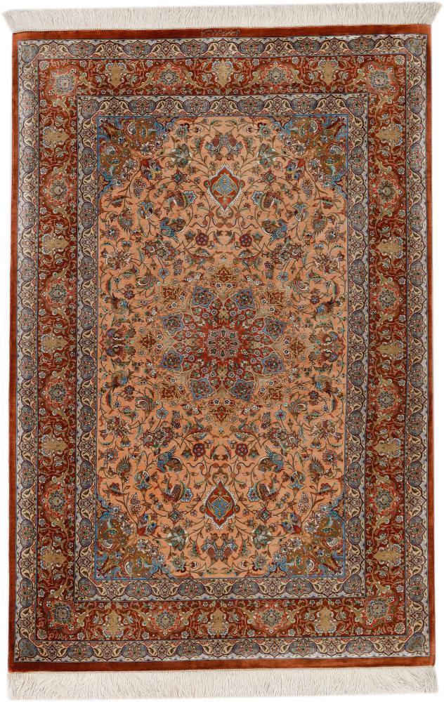 Tapis persan Ghom Soie Mir Mehdi 5'5"x3'4" 5'5"x3'4", Tapis persan Noué à la main