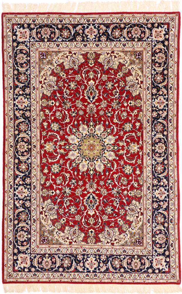 Tapete persa Isfahan Fio de Seda 7'11"x5'3" 7'11"x5'3", Tapete persa Atado à mão