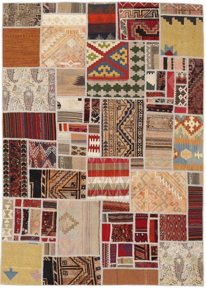  ペルシャ絨毯 キリム パッチワーク 6'6"x4'8" 6'6"x4'8",  ペルシャ絨毯 手織り