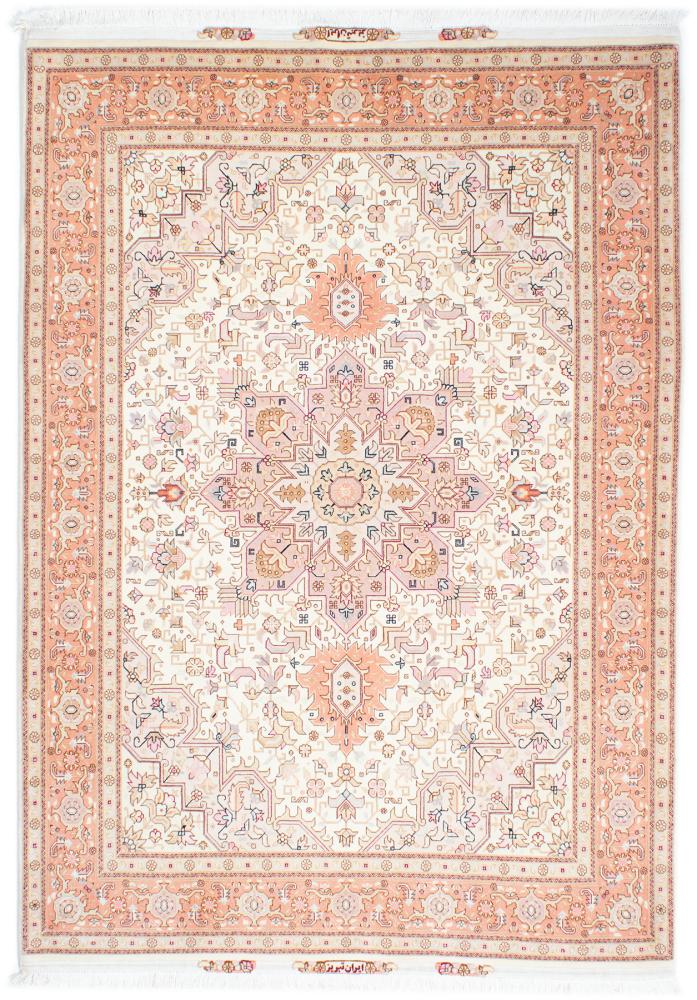 Persian Rug Tabriz 50Raj 7'1"x5'1" 7'1"x5'1", Persian Rug Knotted by hand
