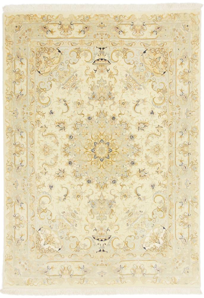 Tapete persa Tabriz 55Raj Fio de Seda 199x143 199x143, Tapete persa Atado à mão