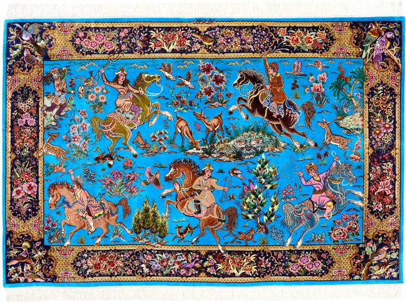 Persialainen matto Ghom Silkki Signed 99x148 99x148, Persialainen matto Solmittu käsin