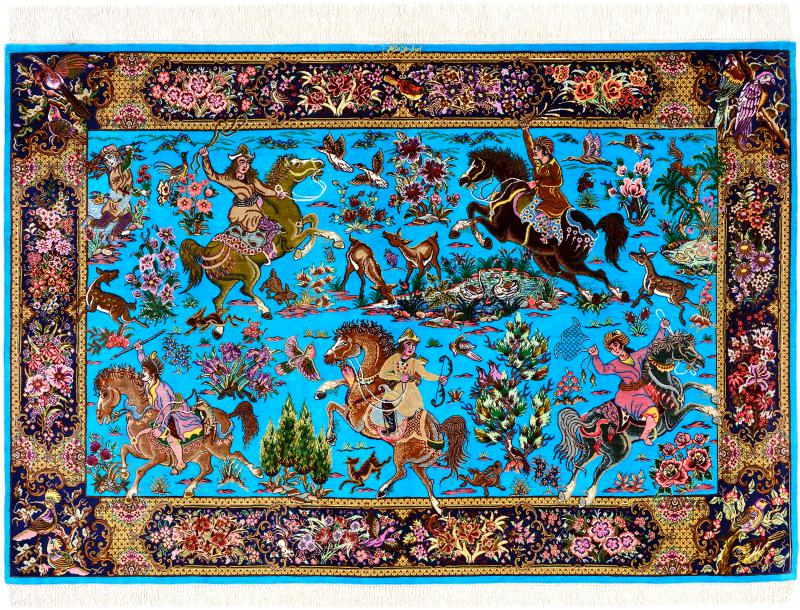 Perzisch tapijt Qum Zijde Signed 99x145 99x145, Perzisch tapijt Handgeknoopte