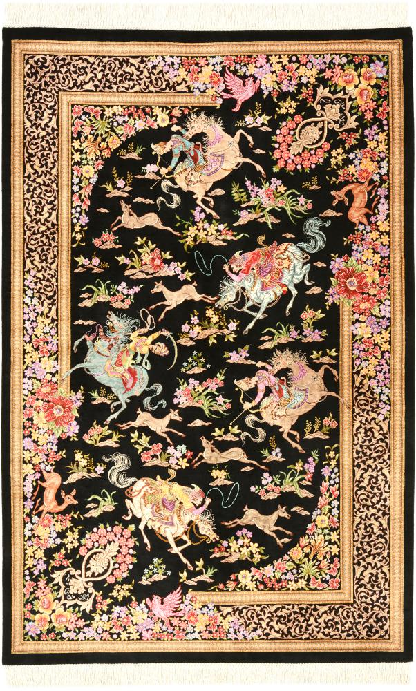 Persialainen matto Ghom Silkki Signed 152x100 152x100, Persialainen matto Solmittu käsin
