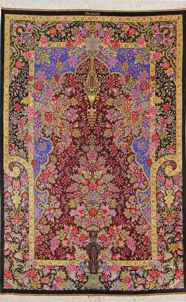 Persialainen matto Ghom Silkki 196x127 196x127, Persialainen matto Solmittu käsin