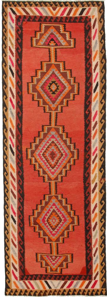 Tappeto persiano Kilim Fars Azerbaijan Antico 396x137 396x137, Tappeto persiano Tessuto a mano