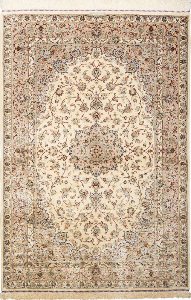 Persian Rug Qum Silk 4'10"x3'4" 4'10"x3'4", Persian Rug Knotted by hand