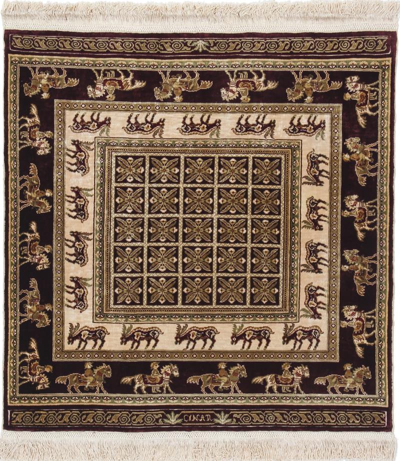  Hereke 73x71 73x71, Tapis persan Noué à la main