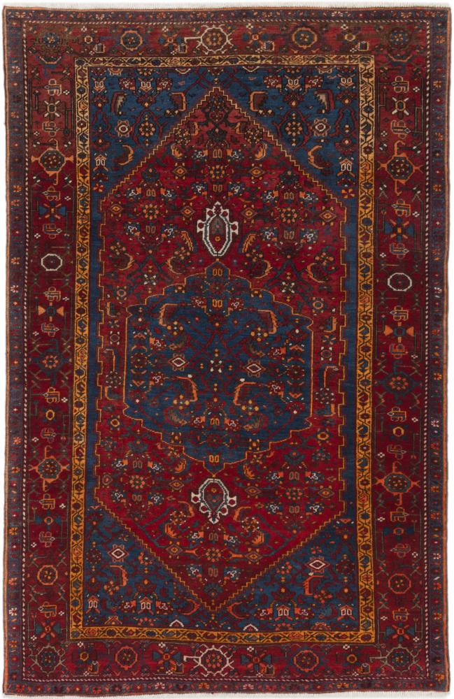 Persian Rug Hamadan 6'5"x4'1" 6'5"x4'1", Persian Rug Knotted by hand