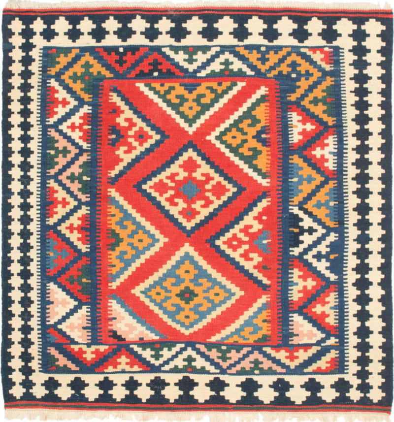 Persian Rug Kilim Fars 3'7"x3'5" 3'7"x3'5", Persian Rug Woven by hand