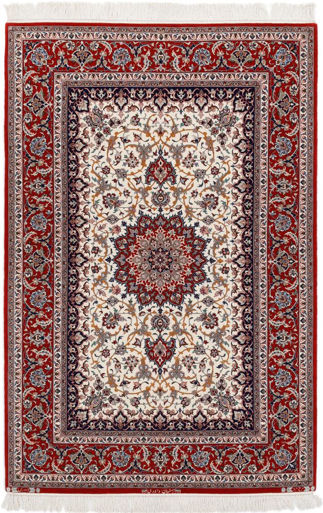 Persisk matta Isfahan Davari Silkesvarp 6'6"x4'4" 6'6"x4'4", Persisk matta Knuten för hand