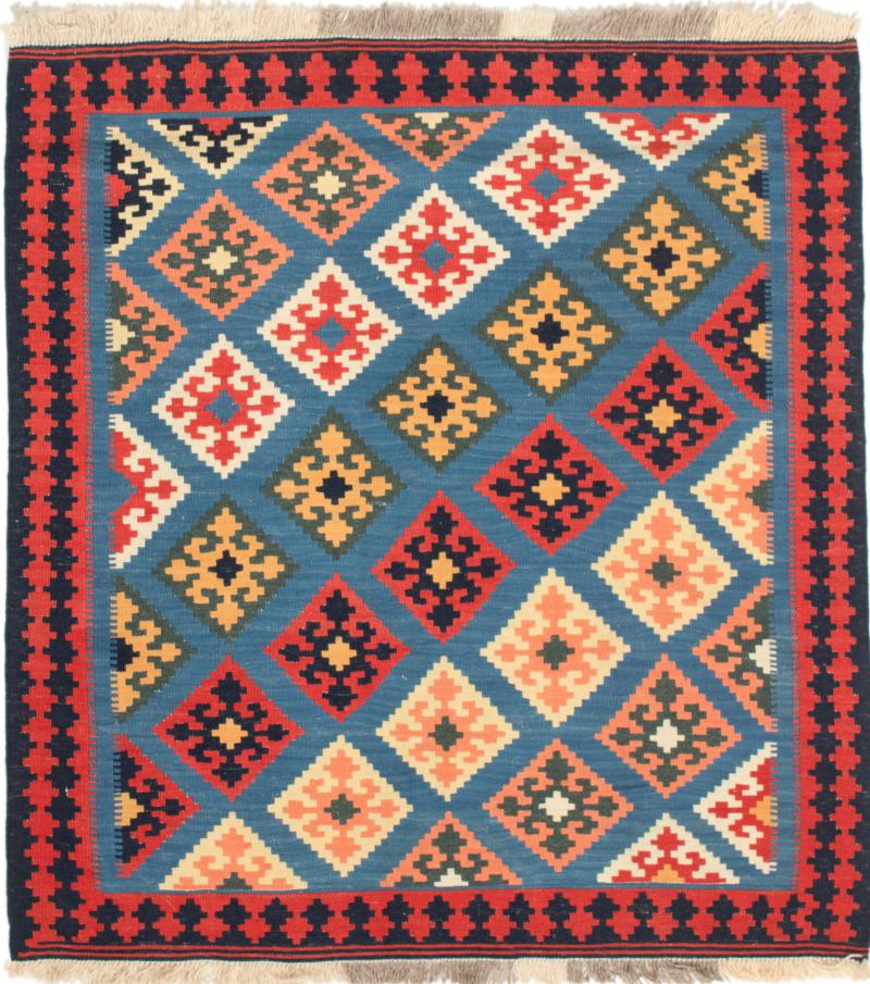 Persian Rug Kilim Fars 3'7"x3'6" 3'7"x3'6", Persian Rug Woven by hand