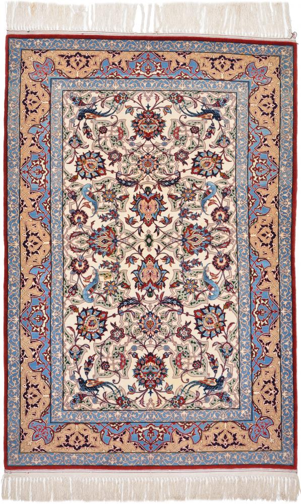 Tapis persan Ispahan Chaîne de Soie 5'1"x3'5" 5'1"x3'5", Tapis persan Noué à la main