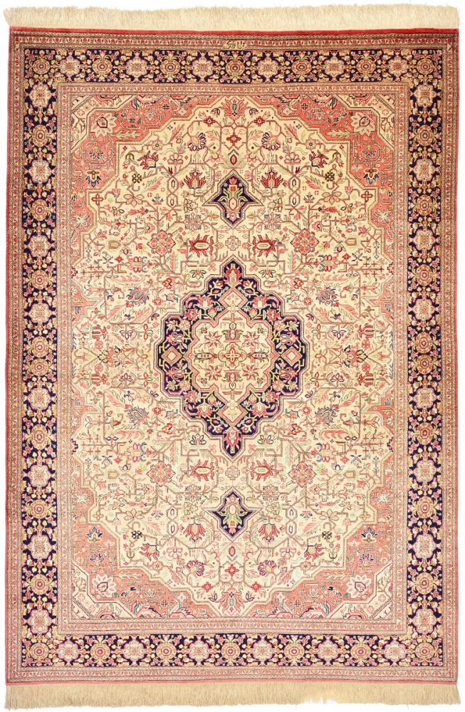 Persian Rug Qum Silk 6'8"x4'8" 6'8"x4'8", Persian Rug Knotted by hand