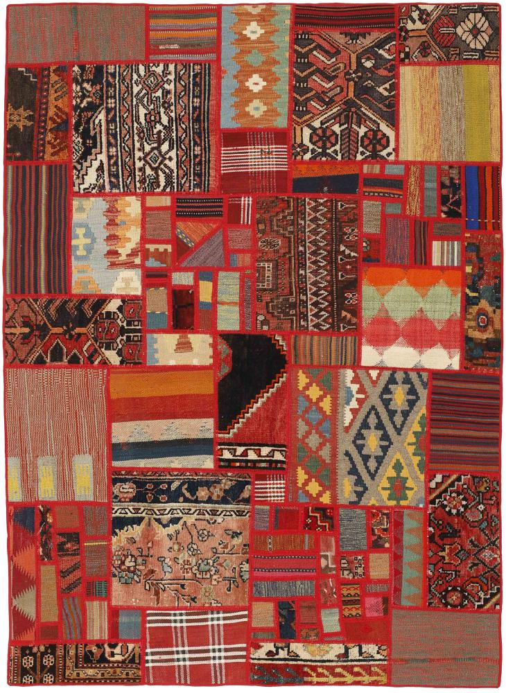  ペルシャ絨毯 キリム パッチワーク 6'7"x4'7" 6'7"x4'7",  ペルシャ絨毯 手織り