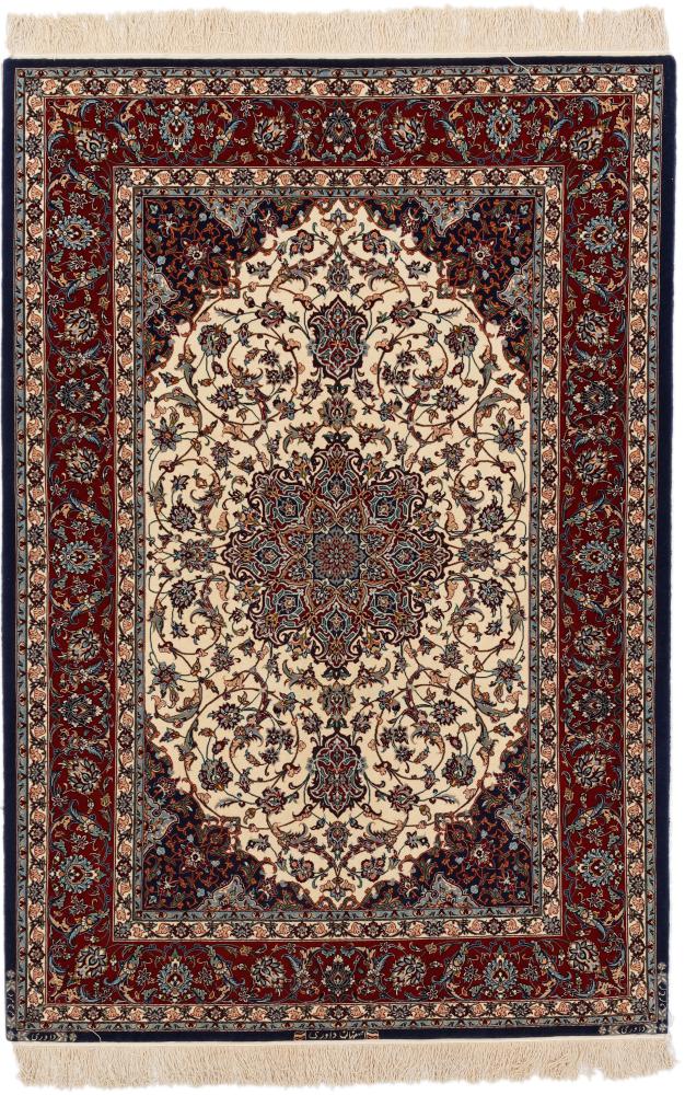 Persisk matta Isfahan Davari Silkesvarp 6'4"x4'4" 6'4"x4'4", Persisk matta Knuten för hand