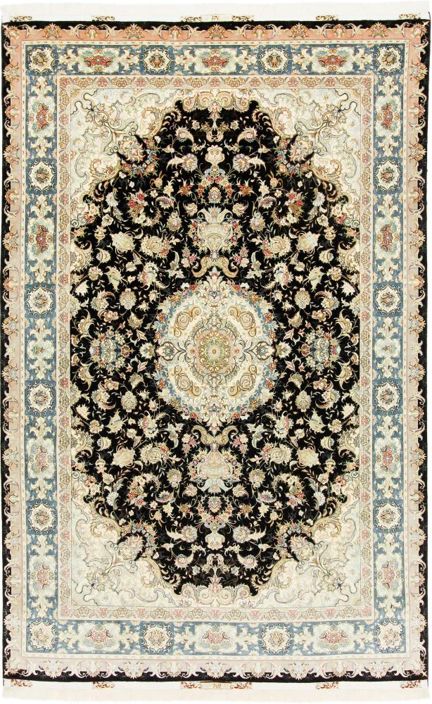 Persian Rug Tabriz Signed Silk Warp 10'4"x6'6" 10'4"x6'6", Persian Rug Knotted by hand