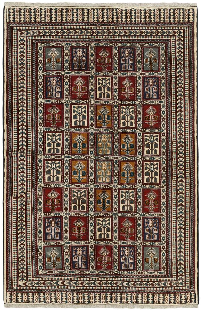 Persian Rug Turkaman 7'4"x4'11" 7'4"x4'11", Persian Rug Knotted by hand